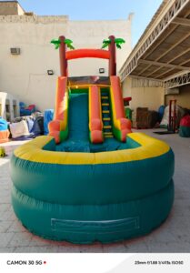 الزحليقة الخضراء مع مسبح مقاس 5*3*7.7 متر 54cvp